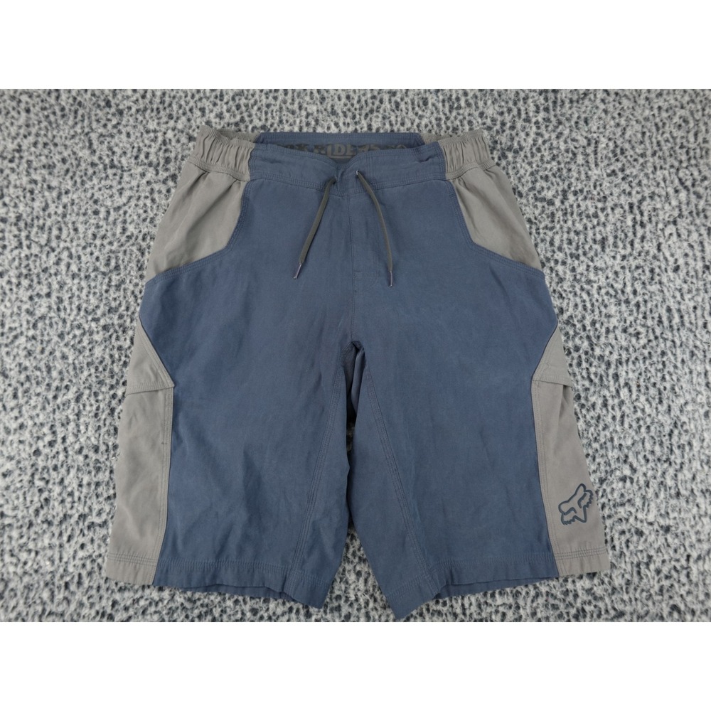 Fox Racing Mens‎ MTB Shorts Size 32 Blue Grey Colorblock Cargo Drawstring MTB